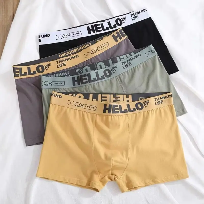 Đồ lót nam mới mùa xuân, mùa thu và mùa đông Boxer màu trơn sinh viên cao cấp tính cách hợp thời trang nam quần đùi Boxer 7