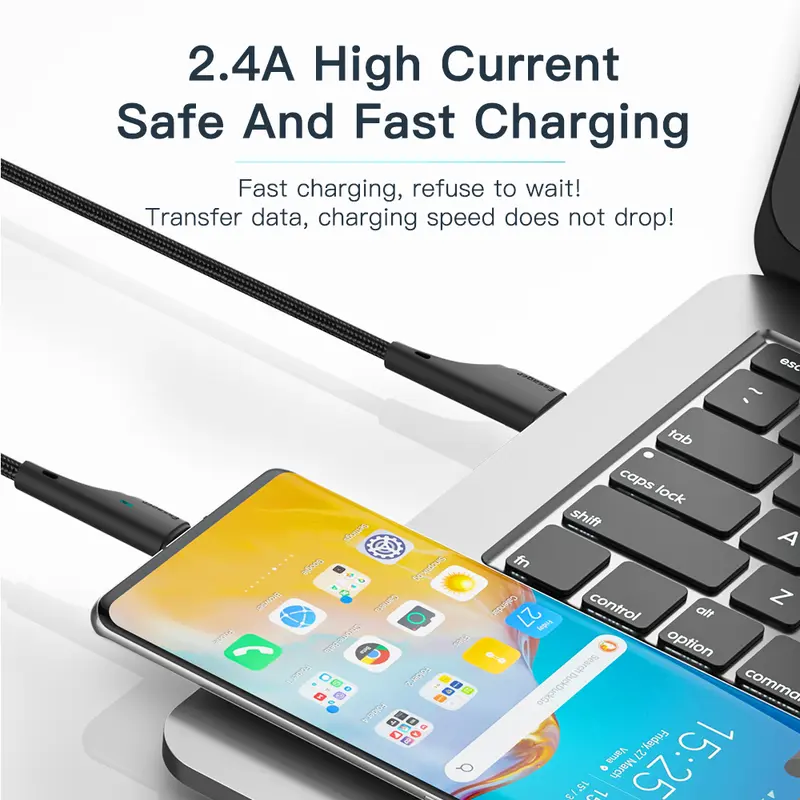 Essager Nóng bán Dây Cáp Sạc Nhanh 3a type c / micro usb 2m / 3m 2 Trong 1 Cho Điện Thoại android 5