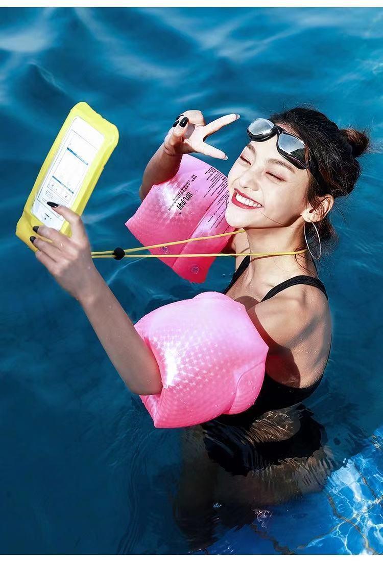 Product Introduction of Arm Floats Long White Silk Sleeves Swimming Ring Beginner Water Wing Adult and Children Universal Swimming Equipment Inflatable Thickened New Ring 1