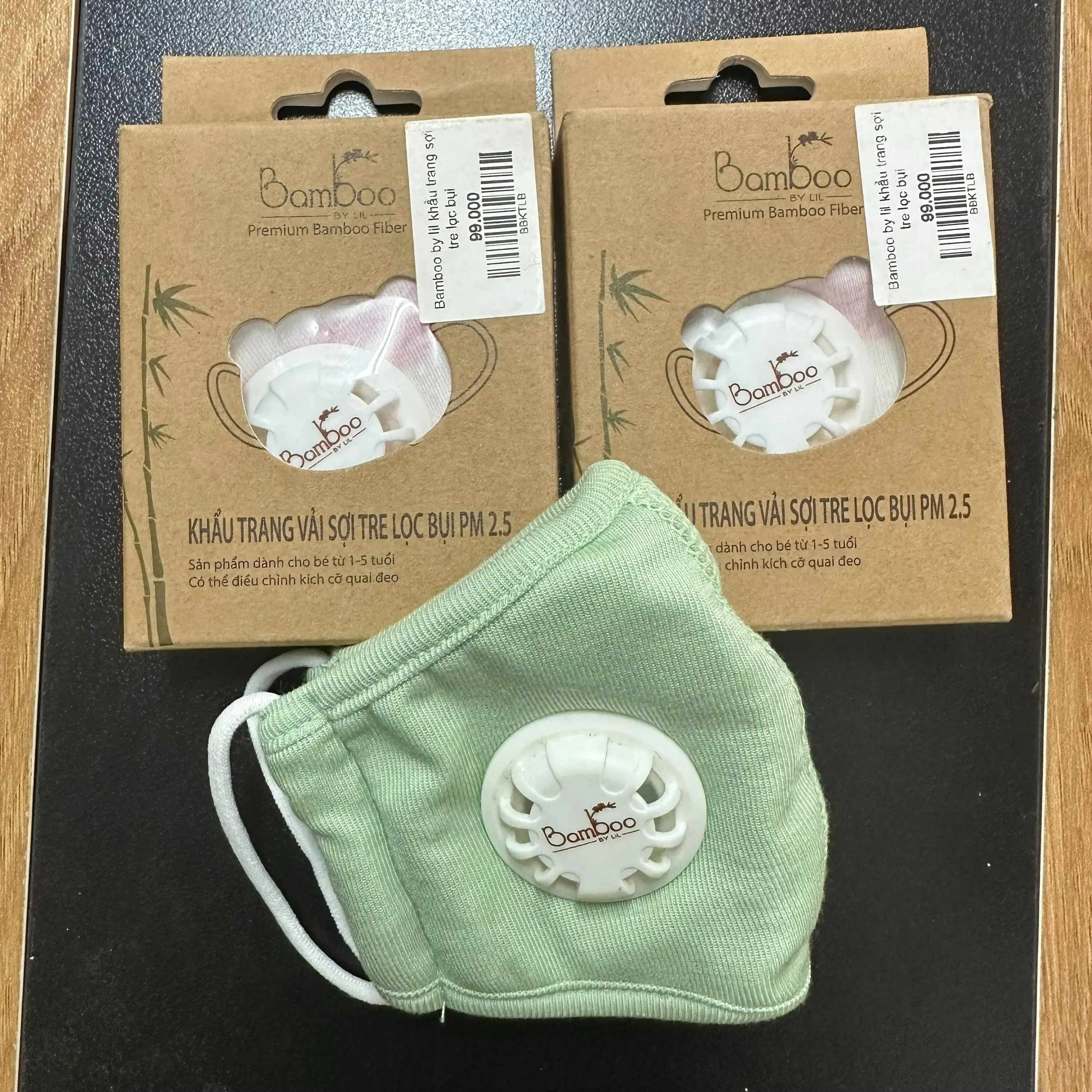 Khẩu trang vải sợi tre 3 lớp Bamboo chống bụi cho bé từ 1- 6 tuổi LiL Little love