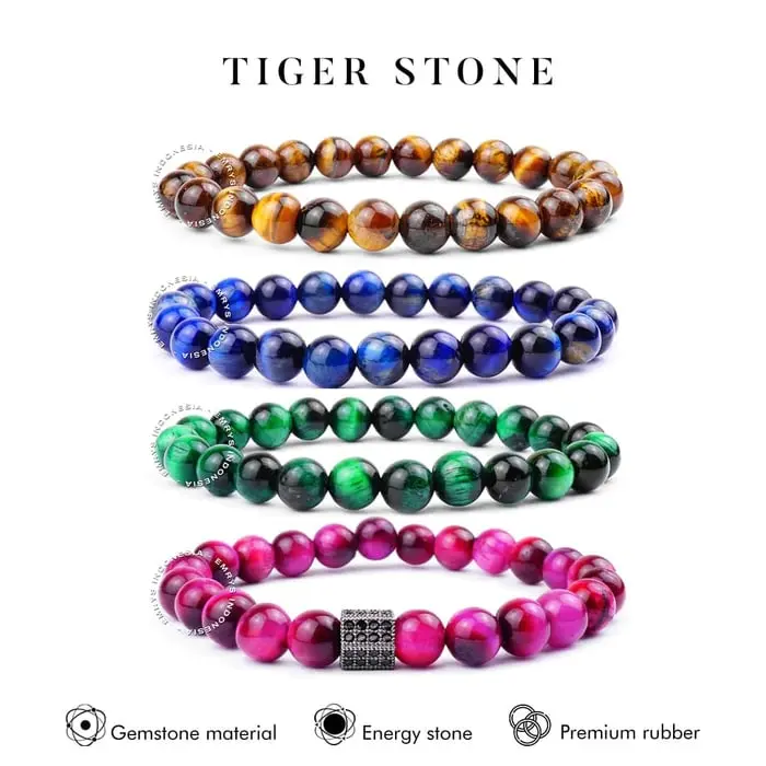 Emrys Bracelet TIGER STONE Real Stone Gelang Batu Pria Wanita 0