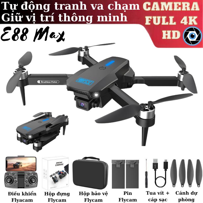 PIycam Mini, Flaycam Giá Rẻ, Máy Bay Không Người Lái E88 MAX Camera Kép 4K Full HD,Chế Độ Cảm Biến Tránh Va Chạm Tự Động Flycam Drone Đèn Chụp Ảnh