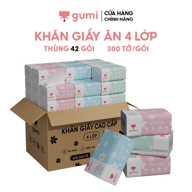 (Mall) Thùng 42 gói giấy ăn cao cấp Gumi 3 lớp / 4 lớp mềm mịn, tiện lợi Khăn Giấy để Phòng Khách