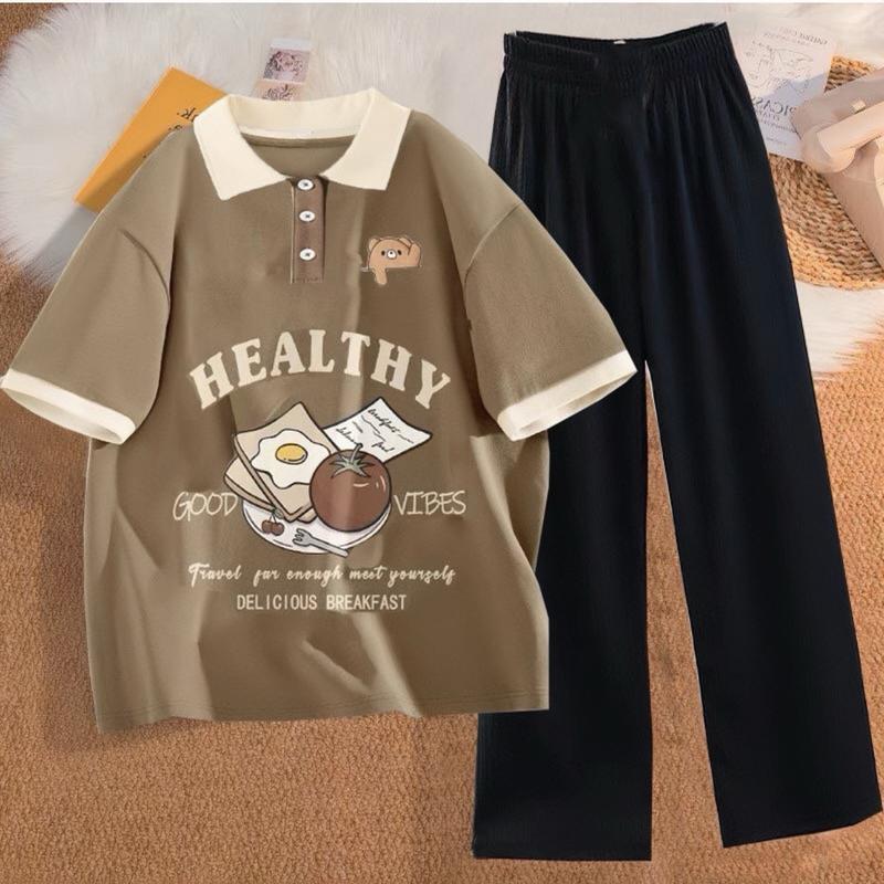 Bộ Polo Nâu cùng quần thun tăm đen siêu mát cho bé gái