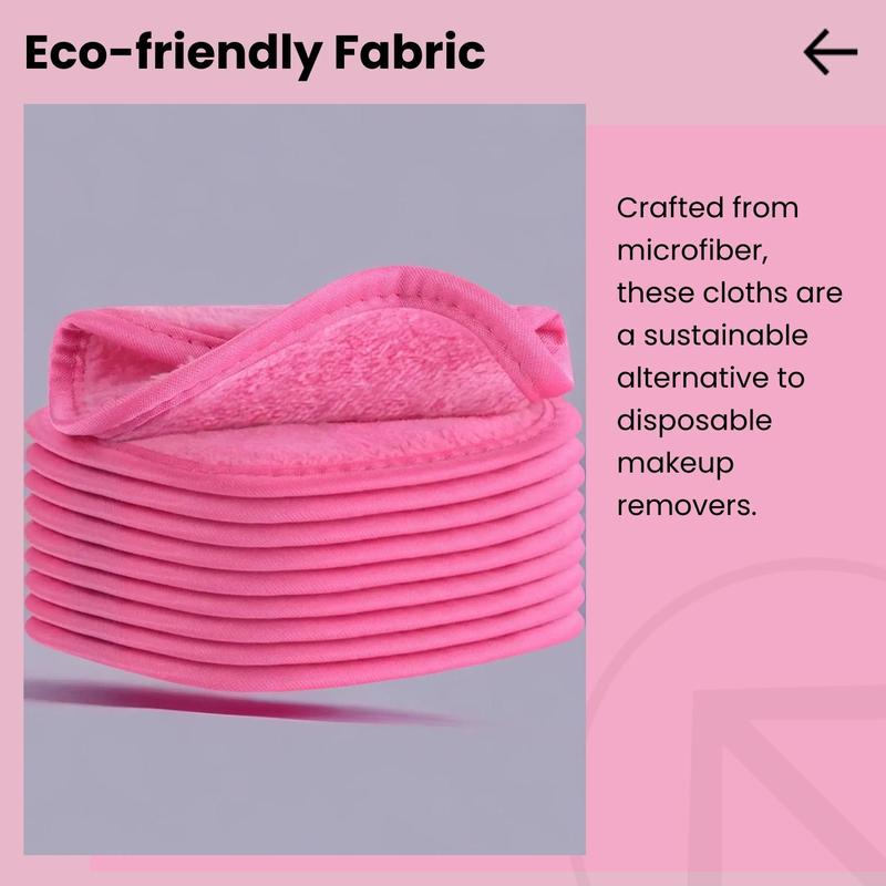 Reusable Makeup Remover Cloth, 10pcs/set Makeup Remover Towel, Microfiber Face Washcloth, Facial Cleansing Tool for Home & Travel, Clean Skin Club Face Towels, Skin Care Products, Skincare Tools, Pink 1