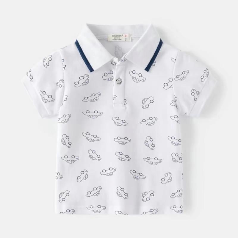Set Polo In Hình Khủng Long, Oto 2 Màu Đen, Trắng Áo Cotton Mix Quần Thô Kaki Bé Trai Có Cổ 5