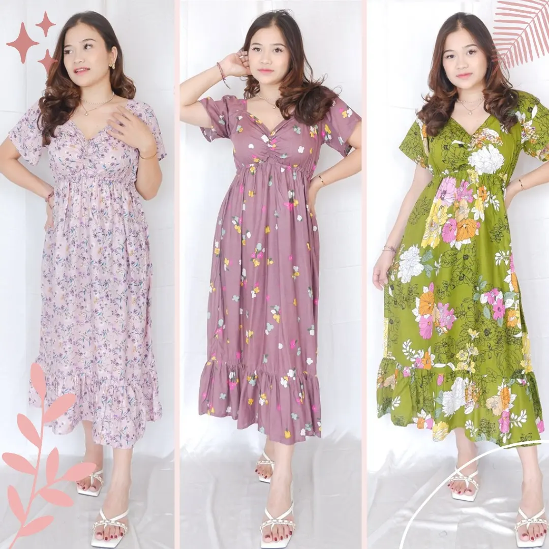 Daster Zhara Kerut Kekinian / Dress Wanita Busui Bumil