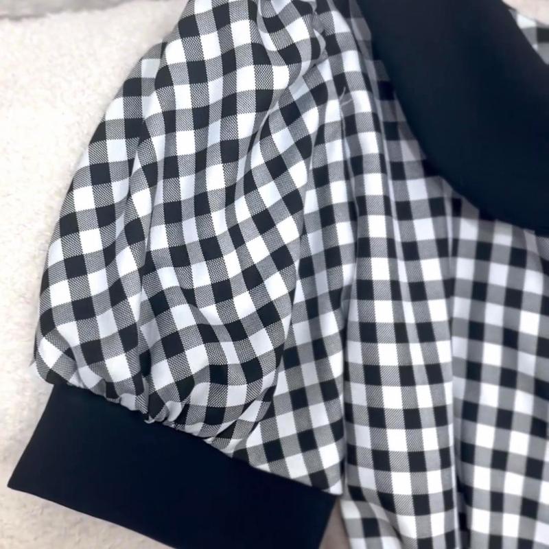 [Blapinkshop] Đầm caro Blapink đầm cổ sen phối màu sọc caro phong cách dễ thương nhí nhảnh 7