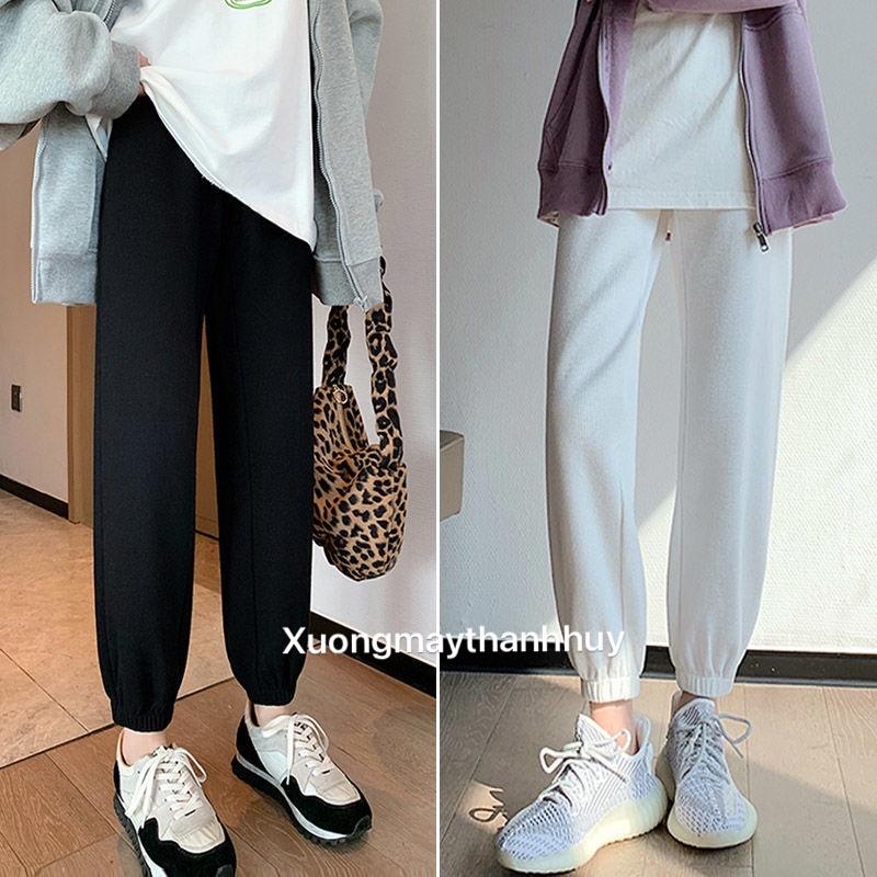 Quần jogger chất nỉ tổ ong cạp chun thể thao unisex dáng thụng bo gấu Sport Tập Gym Gym Thun