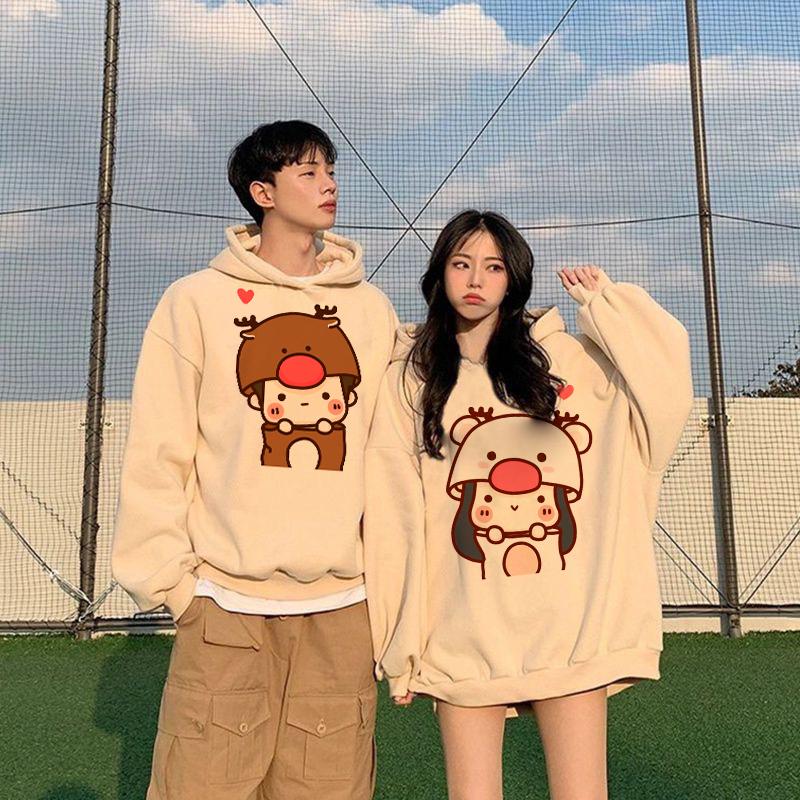 (GIÁ LÀ 1 ÁO) áo hoodie cặp nỉ bông mềm mịn form rộng CHD.09 Top Hồng