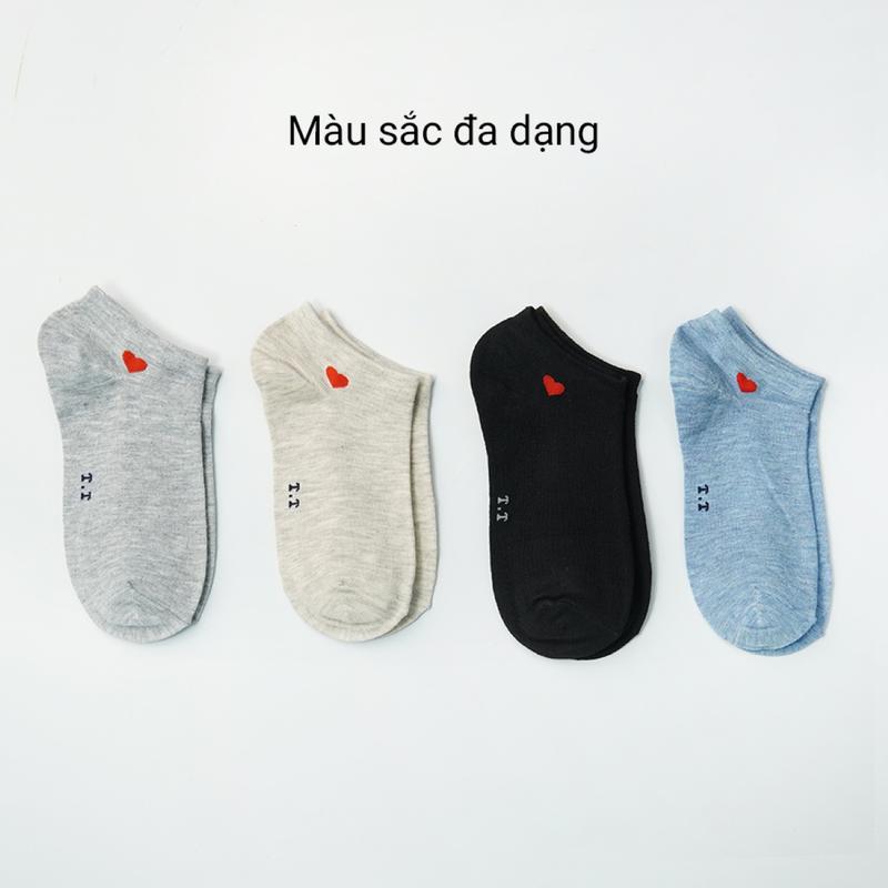 [Combo 5] Tất vớ cổ ngắn nữ T&T họa tiết trái tim đễ thương chất liệu cotton dày dặn thấm hút êm chân - NO.350 Thun Kim Tuyến