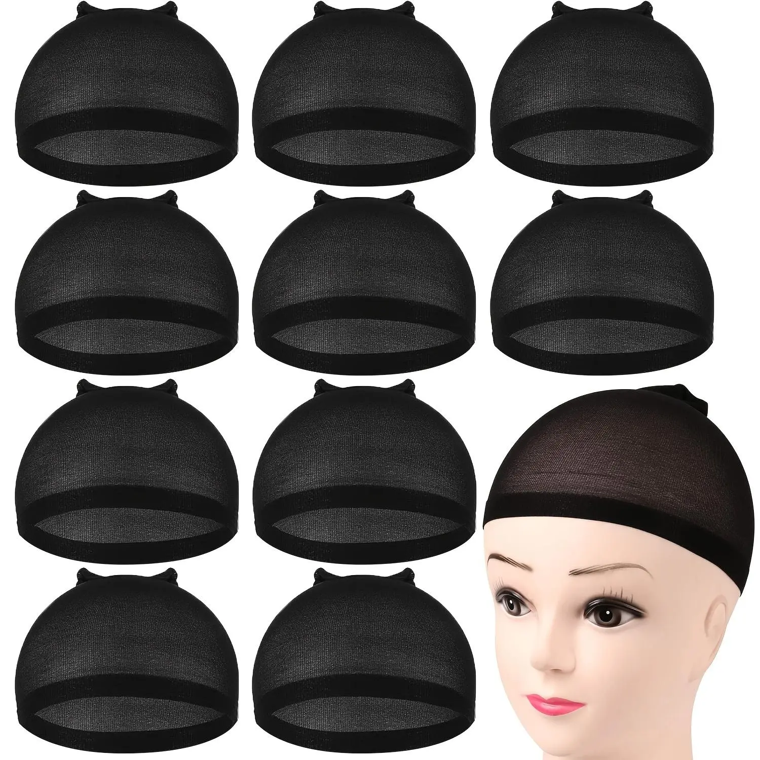 Wig Cap, 10pcs/set Breathable & Comfortable Elastic Wig Cap, Women's Stretch Nylon Wig Cap, Heatless Styling Tool For Women, Christmas Gift