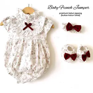 JUMPER SUIT Baju Jumpsuit Bando Sepatu Pakaian Anak Cewek Balita Lucu Murah Terlaris Bayi Katun Cod Babee Baby Shop Biru Merah
