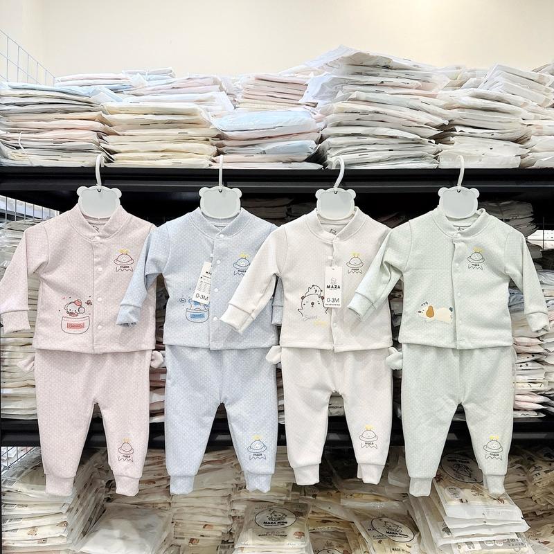 Bộ quần áo dài tay MZ chất nỉ dày ấm cổ cao cho bé 0-9 tháng MZ.BD139 Cotton