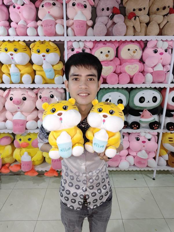 Gấu Bông Hổ Ôm Bình Sữa Size Mini - Thú Nhồi Bông - Thú Bông