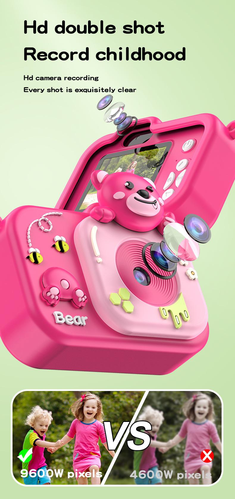 Product Introduction of New children's camera with front and rear dual camera cartoon camera toy, high pixel camera, anti fall gift 3