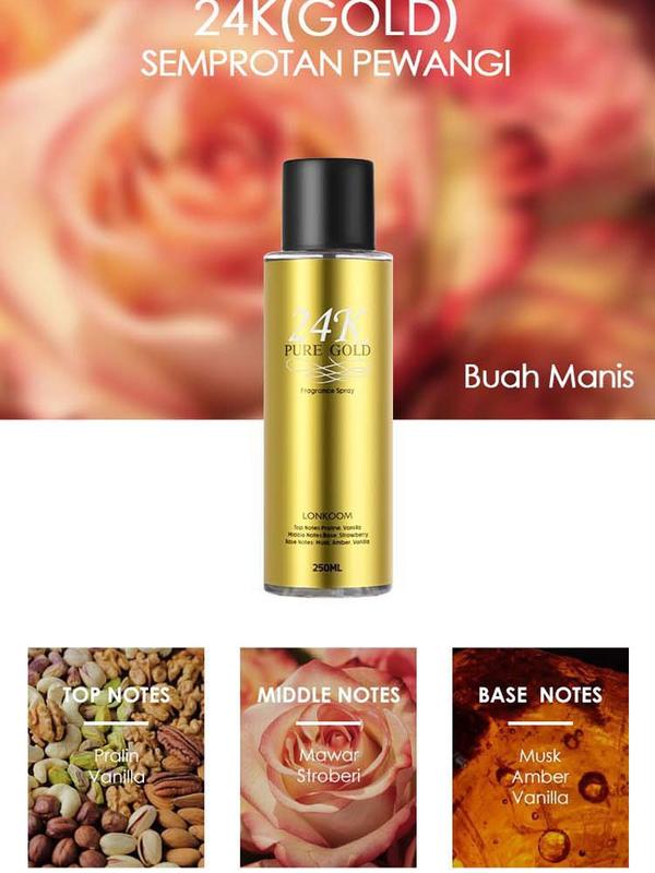 LONKOOM PARFUM Fragrance Spray Sweetheart Assassin/24K Gold/Noble Gold/Weekend Party Long-Lasting Fresh Air 250ml 6
