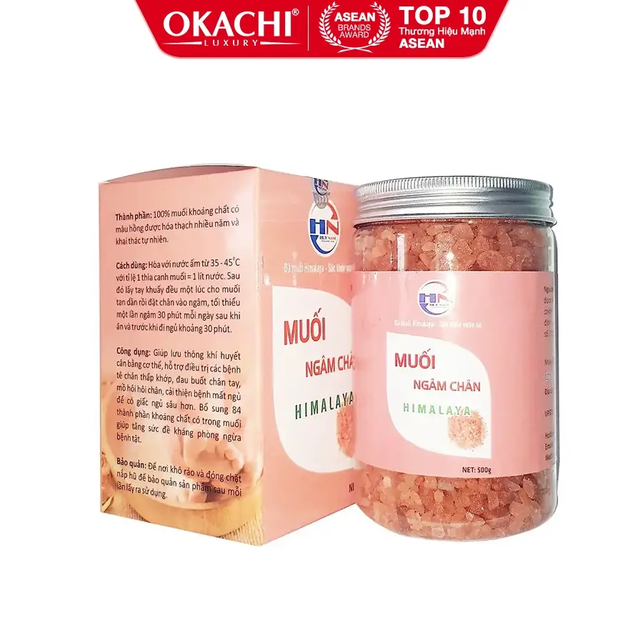 Muối ngâm chân Okachi Himalaya - Muối hồng thảo mộc ngâm chân