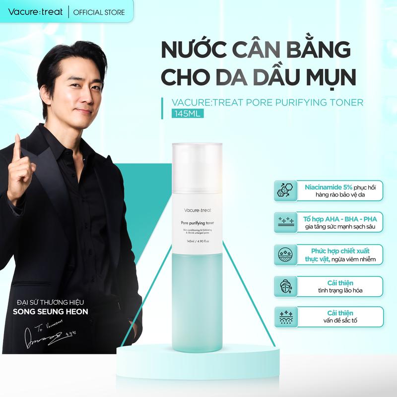 Nước cân bằng cho da dầu mụn Vacure:treat Pore Purifying Toner 145ml Dưỡng Da Mặt Skincare Dưỡng Ẩm Da Làm Đẹp Da Chăm Sóc Da
