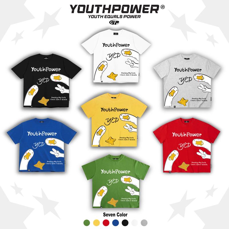 Áo Thun YOUTHPOWER DUCK YEP Boxy From Rộng Nam Nữ Cổ Tròn Chất Liệu Cotton In Lụa Local Brand Top Women Màu Trắng Màu Xanh Bích