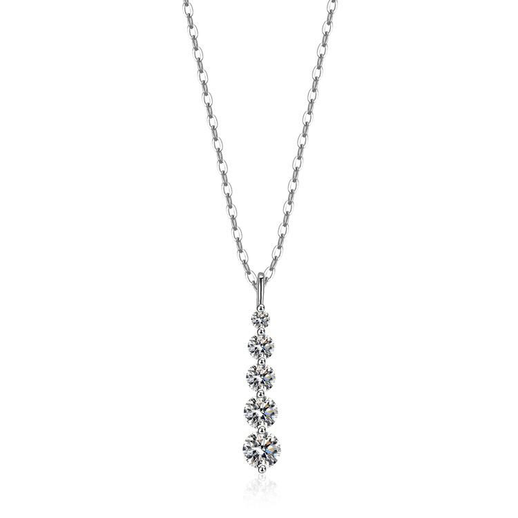 Hot Sale New Simulation Moissanite Straight Necklace Female Pendant Clavicle Chain Jewelry Internet Celebrity Same Style High Sense 4