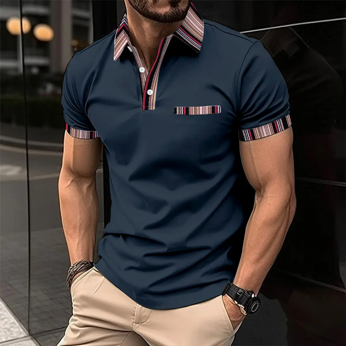 European and American Leisure Polo Summer Men's Lapel Short Sleeve Sports European and American Leisure Polo Summer Men's Lapel Short Sleeve Sports Menswear Top