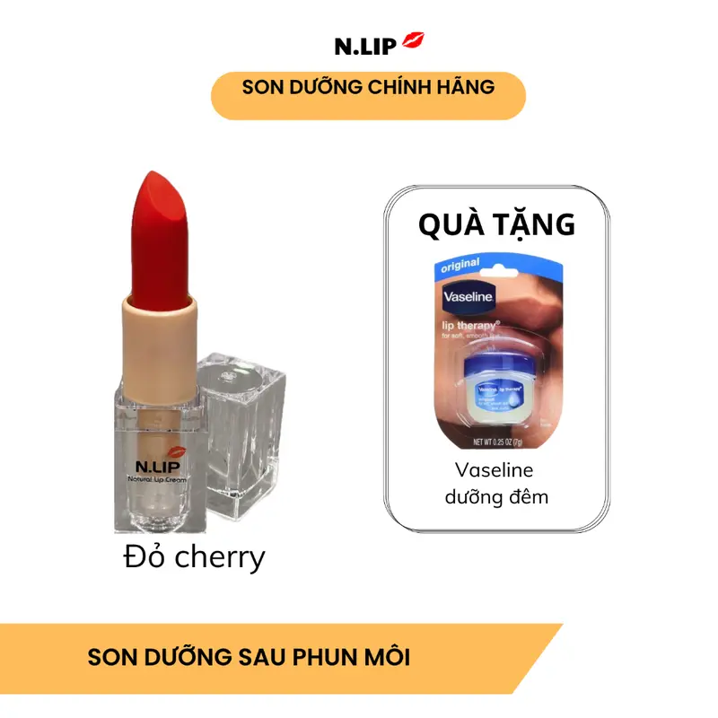 Son dưỡng NLip có màu cho môi sau phun xăm, kích màu môi, an toàn lành tính màu Đỏ cherry 1