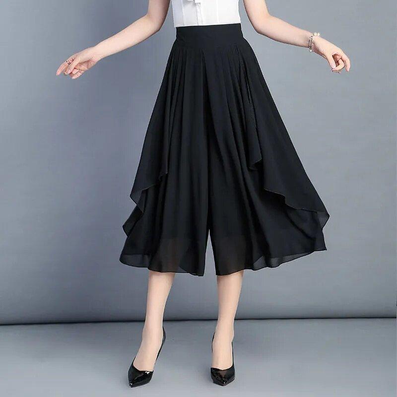 Product Introduction of Quần Váy Culotte, Phong Cách Quý Cô, Quần Ống Rộng, Dành Cho Nữ, Chất Liệu Voan, Quần Thường Ngày Phong Cách Hàn Quốc, Dáng Rộng Vừa Vặn, Quần Cropped Women Pants 1