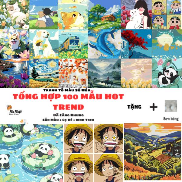 [TỔNG HỢP-2] Tranh Sơn Dầu Số Hóa Tổng Hợp các mẫu hottrend 20x20 tặng kèm màu + bút vẽ +đinh treo + sơn bóng