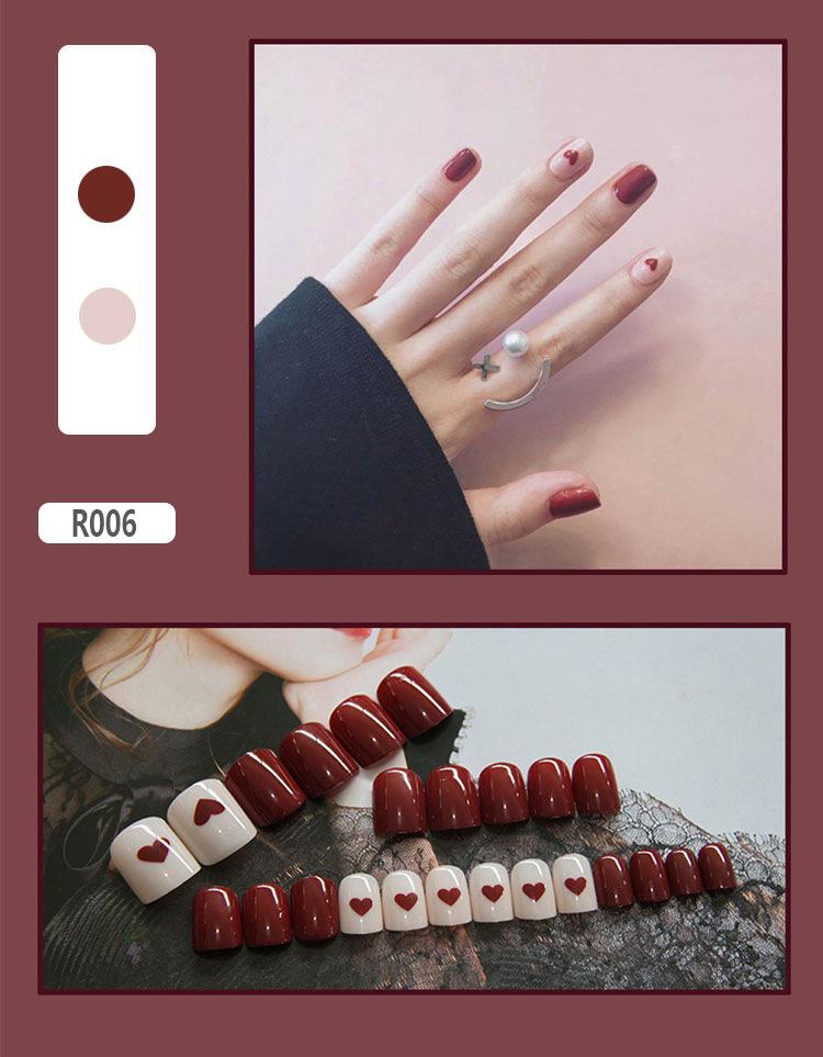 Product Introduction of Fake Nails Finished Stickers Cute Nail Stickers Wearable Nail Stickers Removable Fake Nail Pieces 24 Pieces 12
