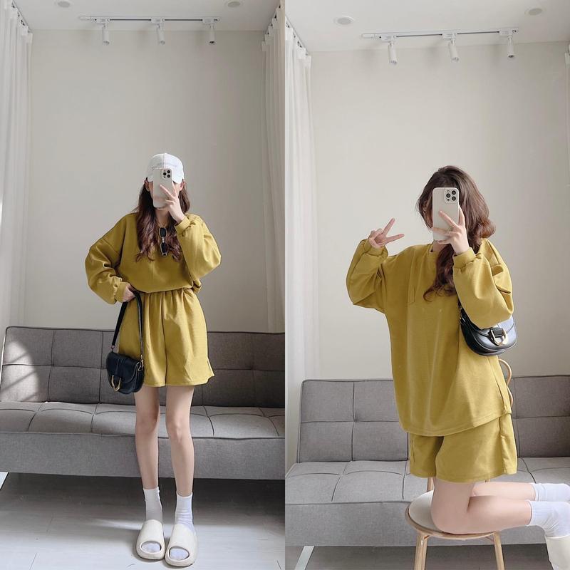 Set nỉ thê thao tổ ong cổ tròn By Samhyewear