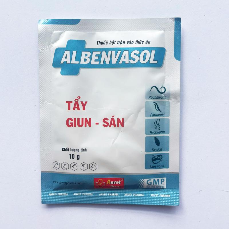  Albenvasol Gói 10g Tẩy Giun-Sán Trên Gà Đá 