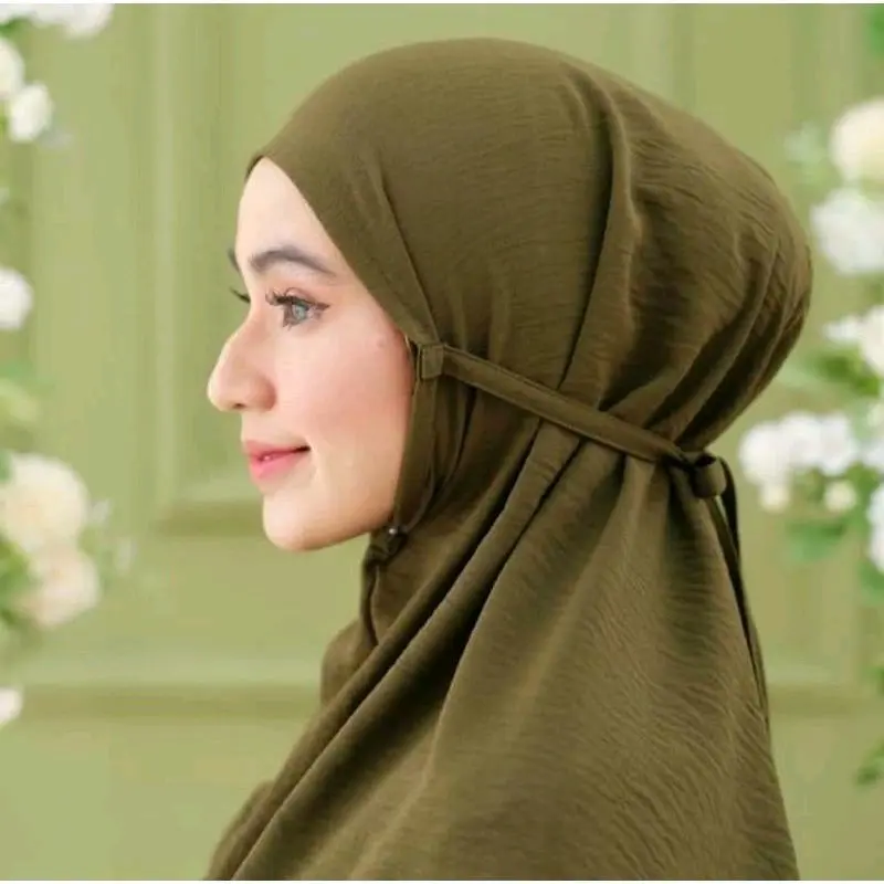 HIJAB INSTAN BERGO TALI CRINGKEL AIRFLOW MUSLIM Crinkle Lembut Nyaman Putih