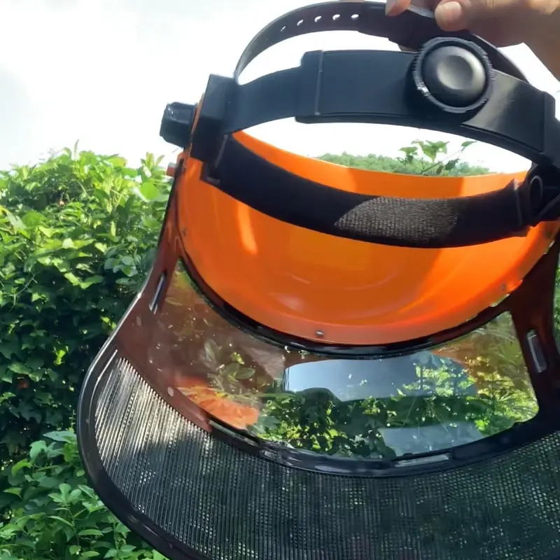 Mũ bảo hộ nửa đầu dùng đi cắt cỏ hoặc cắt mài , thiết kế kính meca ở trên và lưới ở dưới đồ  bảo  hộ 4