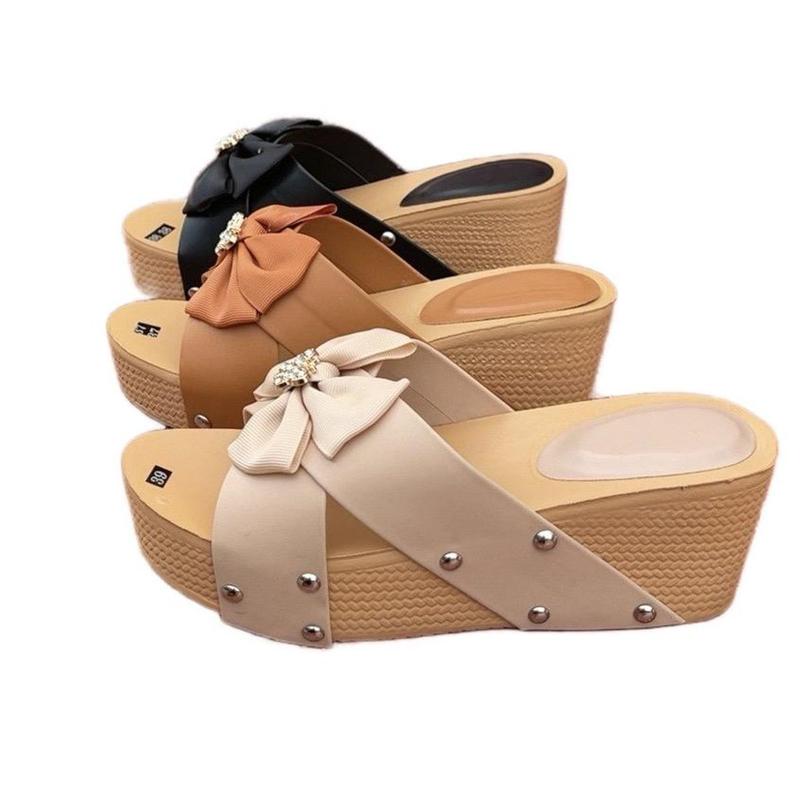 FORM NHỎ GUỐC NỮ QUAI NGANG GẮN BƯ.ỚM,DÉP ĐẾ XUỒNG 7P FORM NHỎ DéP Shoes