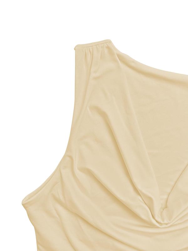 Women's Plain Cowl Neck Tank Top, Casual Sleeveless Cropped Top for Summer, Ladies Clothes for Daily Wear 7