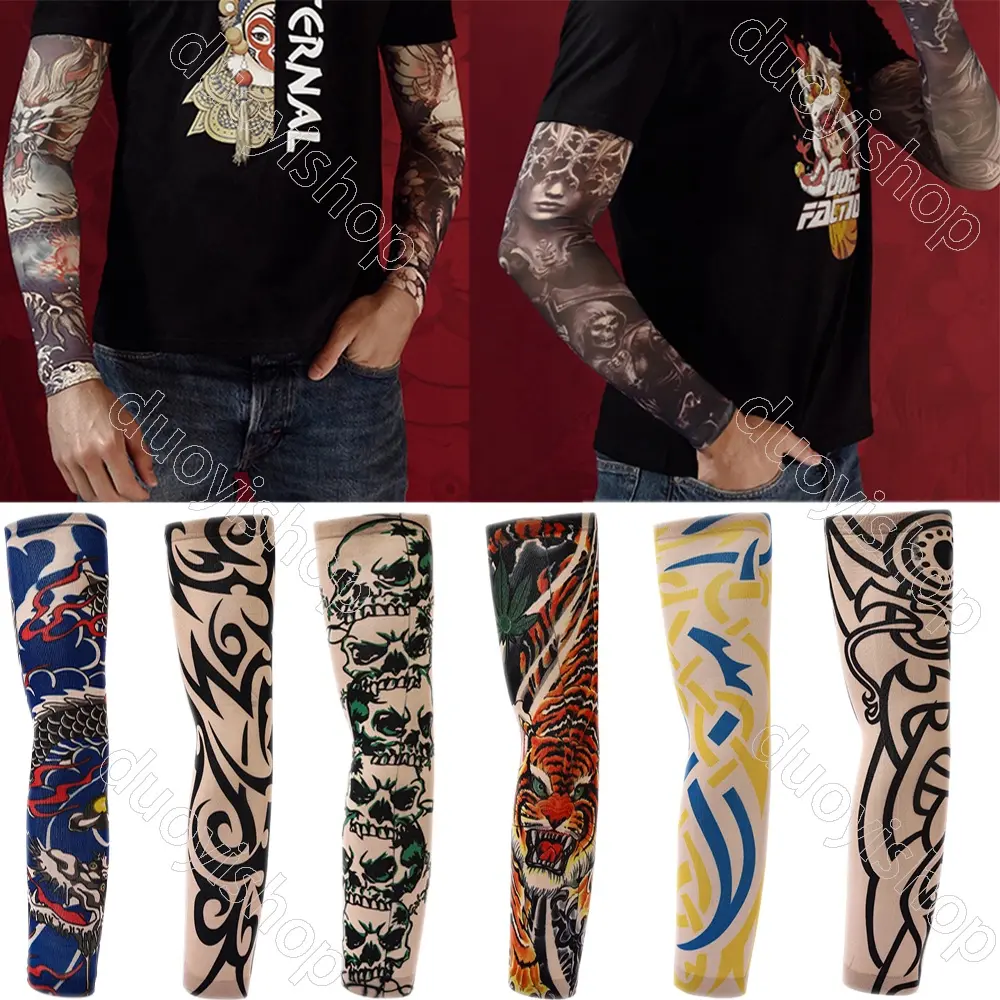 1 Pair(2PCS)Anti-UV/Dust Hand Sock Arm Sleeves Ice Silk Fishing Motorcycle Bicycle Men Unisex Tattoo Sleeve