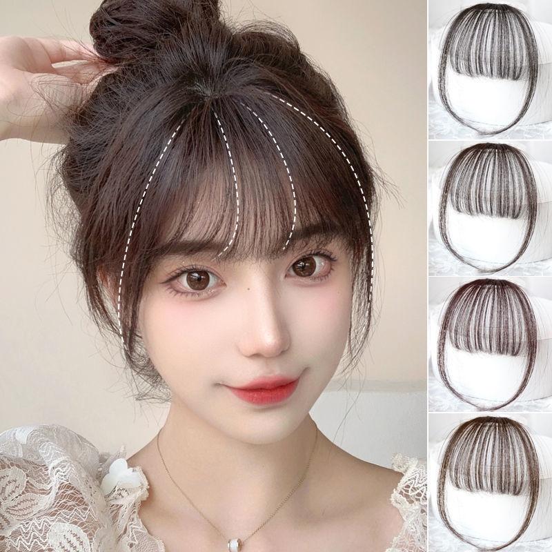 Tóc Giả Mảnh Tóc Mái Bằng Không Khí Cho Nữ, Tóc Mái Bằng Không Khí, Tóc Mai, Kẹp, Mỏng, Vô Hình, Tự Nhiên, Nối Tóc