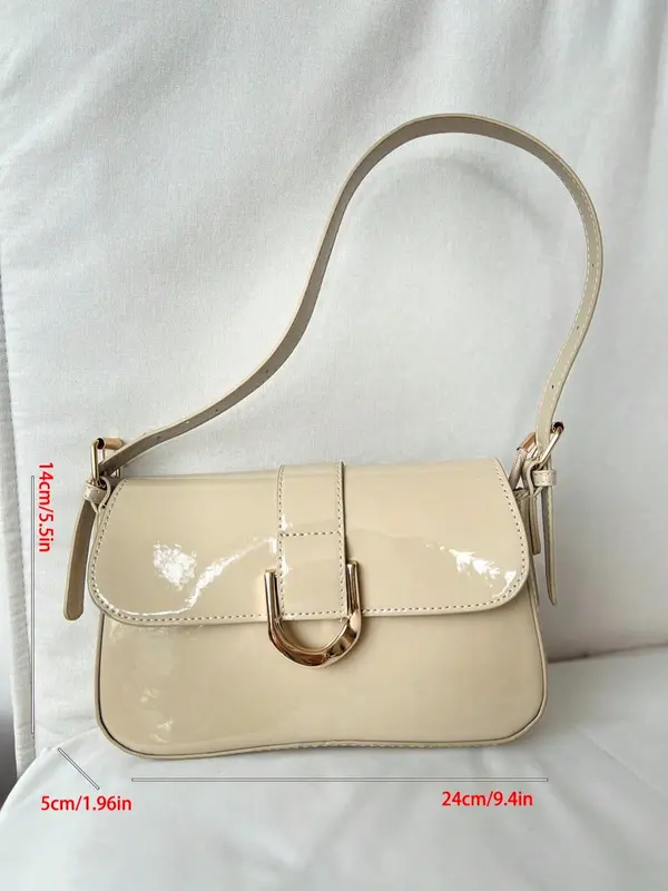 Women's Solid Color Shoulder Bag, Fashionable PU Leather Crossbody Bag for Daily Used, Casual Trendy Versatile High-quality Daily Commuting Bag 1