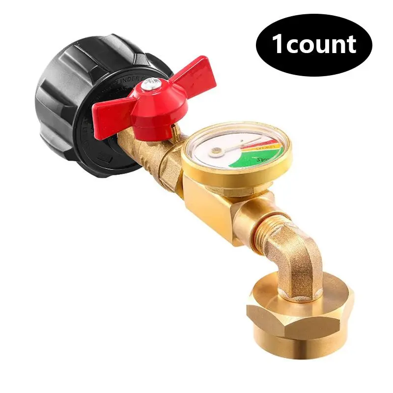 QCC1 Propane Bottle Filling Connector, Propane Refill Adapter with Valve & Gauge, Gas Cylinder Filling Connector with Glow in The Dark Meter
