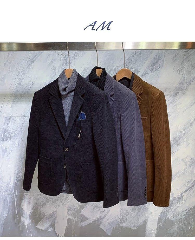 Product Introduction of Áo Khoác Vest Công Sở, Dáng Ôm, Chất Liệu Vải Nhung Kẻ, Phong Cách Anh Quốc, Dành Cho Nam, Hợp Xu hướng Phong Cách Hàn Quốc, Phong Cách Đường Phố Ruoshuai, Bộ Đồ Đơn Thường Ngày Người Nổi Tiếng Trên Internet 2