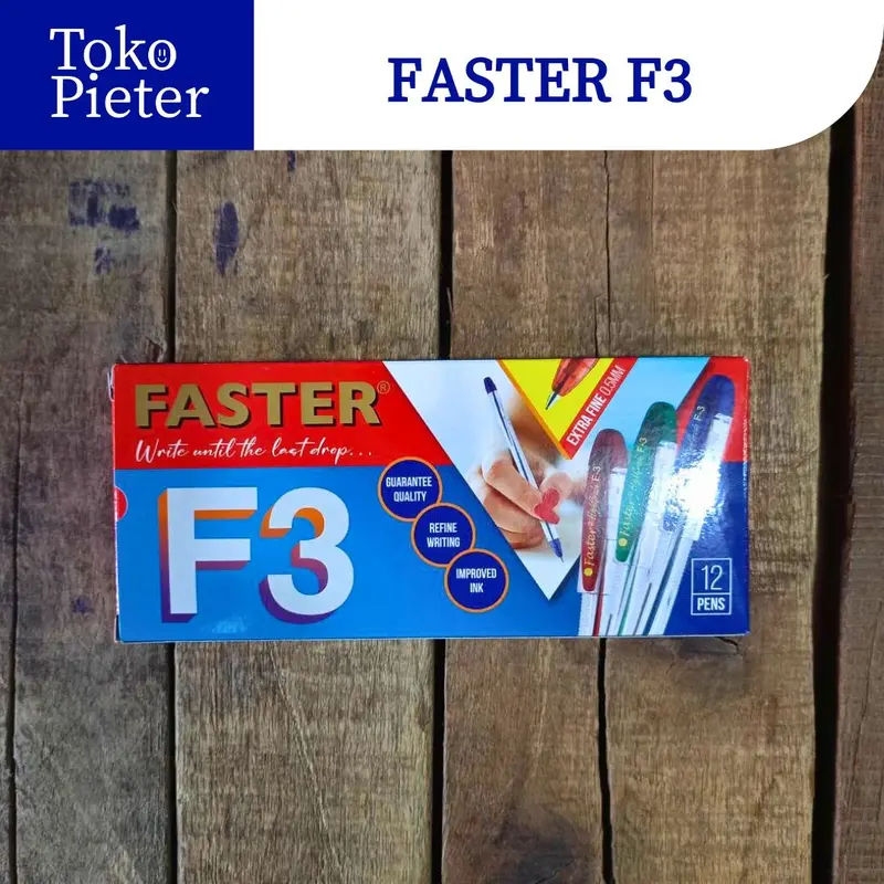 (1PACK) BOLPEN FASTER F3 / Pulpen Bolpoin FASTER F3 / F-3 0.5 mm SURABAYA Hitam Stationery 0