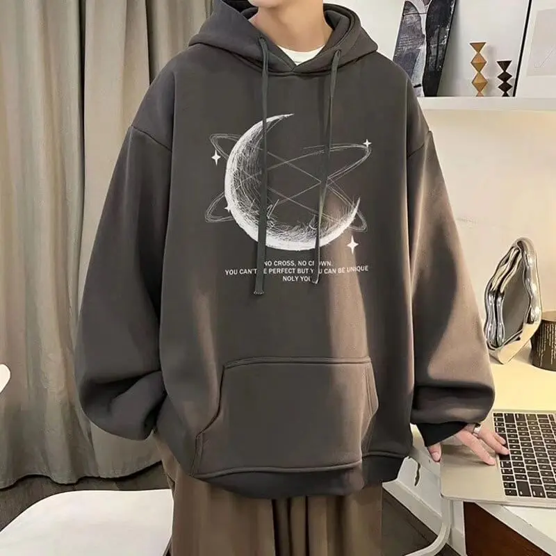 [CYC] Bulan Sabit Hoodie Dewasa Casual Modis & Modern Fashionable Promo Murah Terbaru Pria Wanita Sweater Tebal Oblong Distro