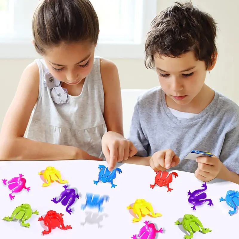 Random Color Frog Design Jumping Frog Toy, Cute Animal Design Stress Relief Toy.Creative Children's Tabletop Game 0