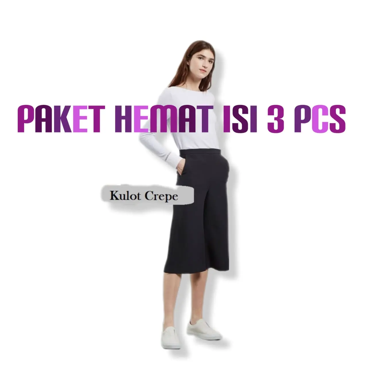 PROMO ISI 3 PCS KULOT PENDEK STANDAR DAN JUMBO WAFLLE 7/8 BIG SIZE SCUBA POLOS / BAWAHAN SEHARI HARI / BAWAH LUTUT MODIS / CREPPE WANITA ADEM TERLARIS MAROON MOCCA HITAM NAVY Hitam Polos Santai