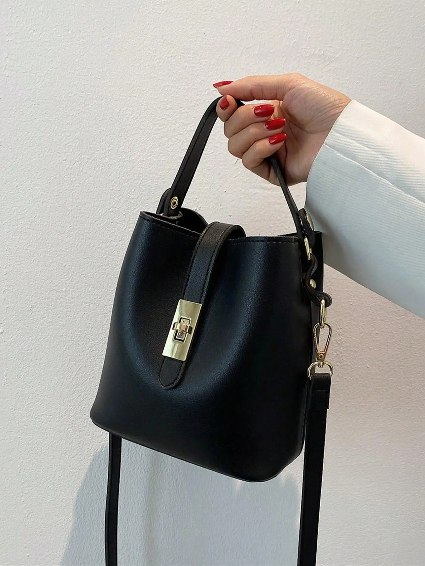 Women's Simple Style Solid Color Handbag & Crossbody Bag with Adjustable Strap,  Fashionable Casual Handbag for Women & Girls for Daily Use