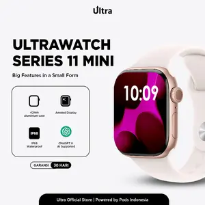 UltraWatch Series 11 Mini – Smartwatch 42mm AMOLED Display Bluetooth 5.4 Dynamic Island ChatGPT by Ultra Indonesia