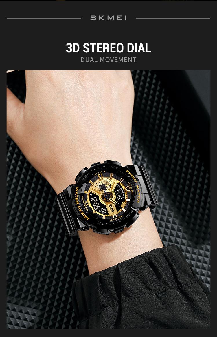 Product Introduction of SKMEI Men Sport Watch Fashion LED PU Waterproof Long Use Digital Watch Elegant Texture Alarm Clock Timing Wrist Watch for Women Man 34 13