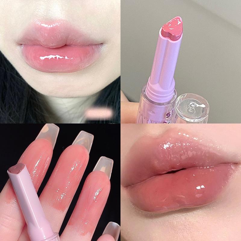 Product Introduction of NEW Cappuvini Heart Lipstick Milk Tea Color Watermelon Color Mirror Surface Lightening Lip Lines Moisturizing Water Proof Lip Gloss Moisturize wardah glasting 23