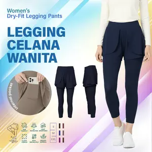 Pakaian Sport Wanita 2 in 1 Celana Olahraga Legging Hotspants Polos High Waist Setelan Running Fitnes, Bahan Spandex Zoya Berkualitas Tinggi, Fleksible Nyaman, Mengikuti Lekuk Tubuh Saat Aktivitas Outdoor